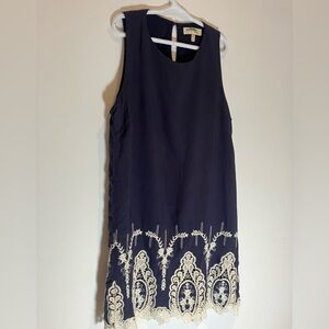 Monteau Navy Dress with Cream Details